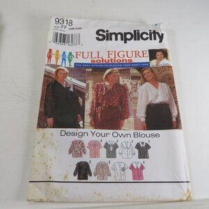 Simplicity 9318 Sewing Pattern 18W - 24W Mary Duffy Shirt-Blouse